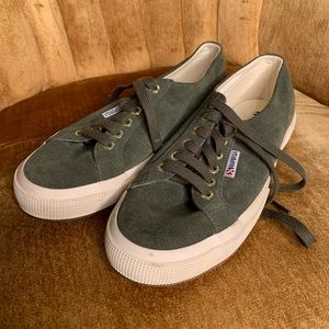 Superga Olive Green Suede Sneakers Size 8